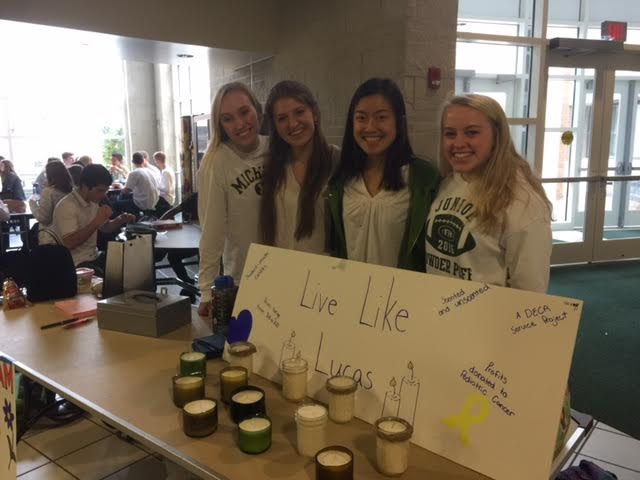 DECA students are selling Live Like Lucas candles at school