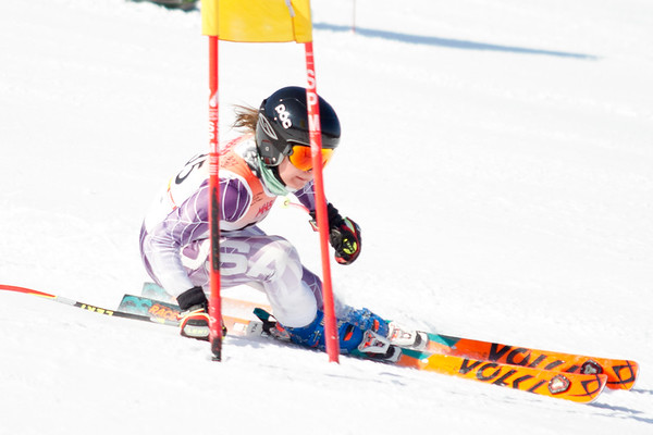 Record-Eagle/Brett A. Sommers Forest Hills Centrals Courtney McAlindon tackles the giant slalom course during Mondays MHSAA Division 2 ski finals.