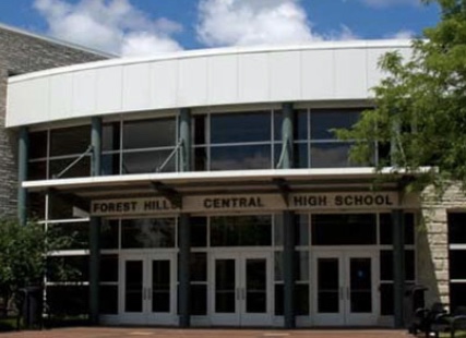 A photo of the front entrance of Forest Hills Central high school.