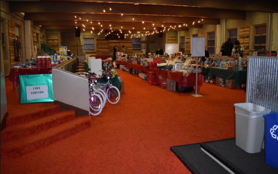 A photo of the Christmas Store all set up and ready for families to come in.