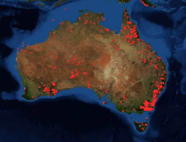 Map of Australias fire activity from CBS.
