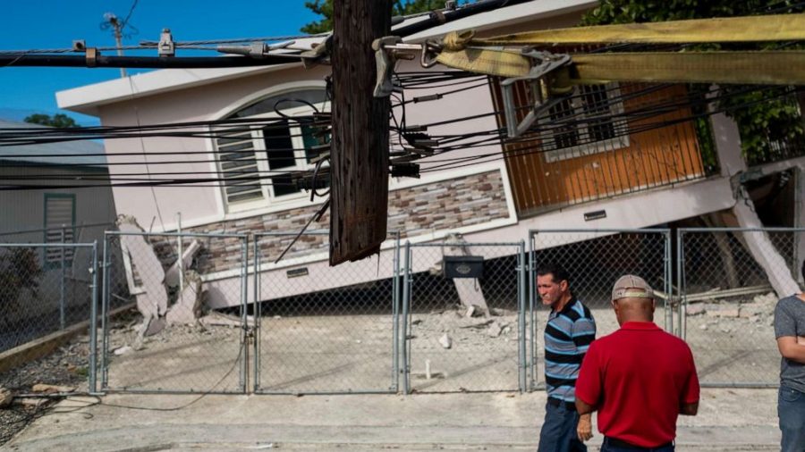 Houses remain upended by the quakes.
