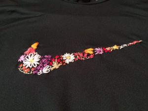nike swoosh embroidery flowers