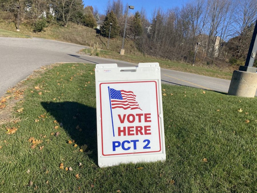 Signs like this one were scattered across the city outside polling locations on Election Day