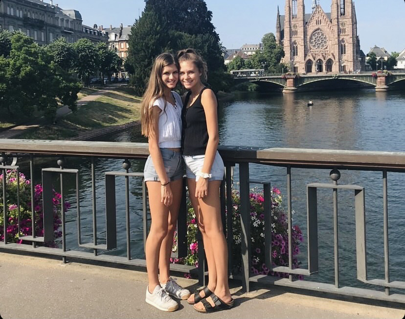 Madi (right) and her sister, Chloe (left) in France.