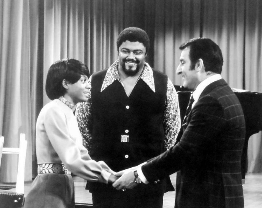 A photo of Rosey Grier (center), Diana Ross (left), and Danny Thomas (right).