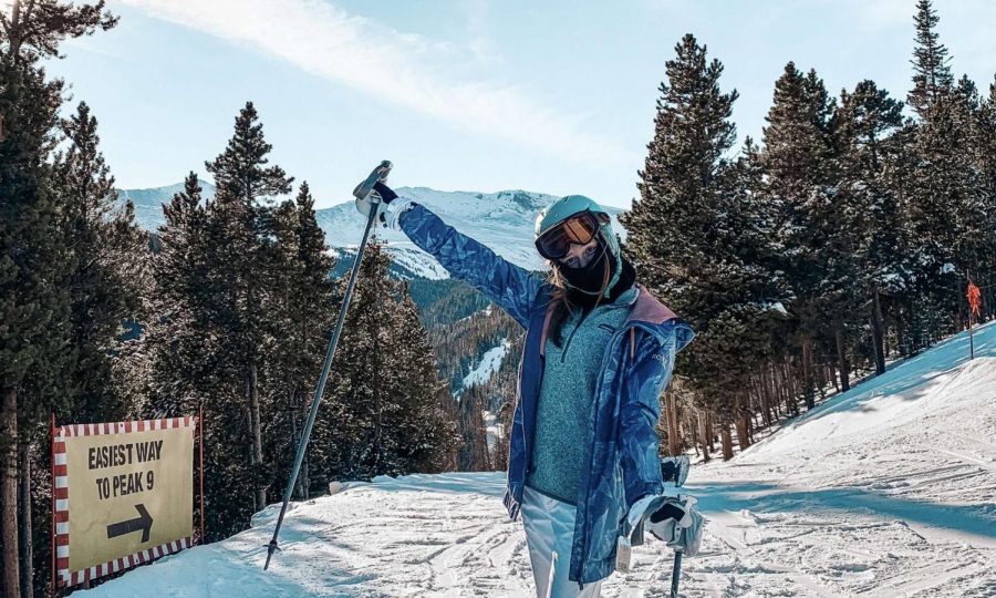Katy Stevenson skiing in Breckenridge, Colorado