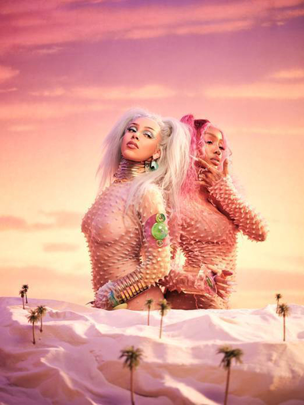 Doja Cat and SZA looking stunning as ever on their cover photo for their new hit single Kiss Me More.