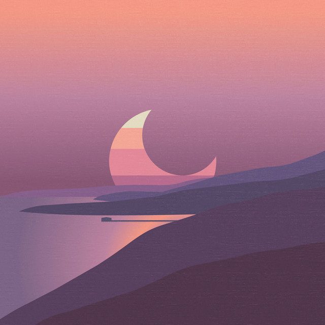 The album cover of Surfaces deluxe album features a vibrant purple sunset complete with a rising moon. 
