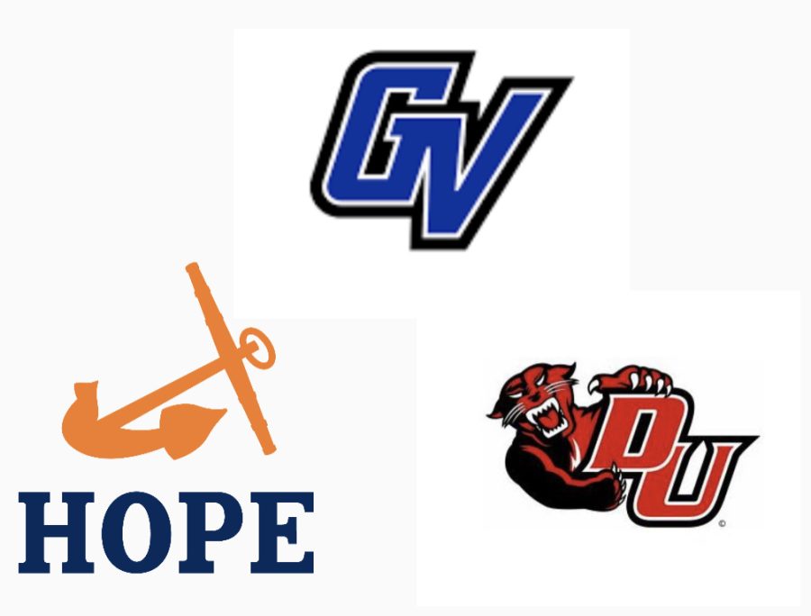 The three logos of the schools the Honors English 10 students will be visiting.