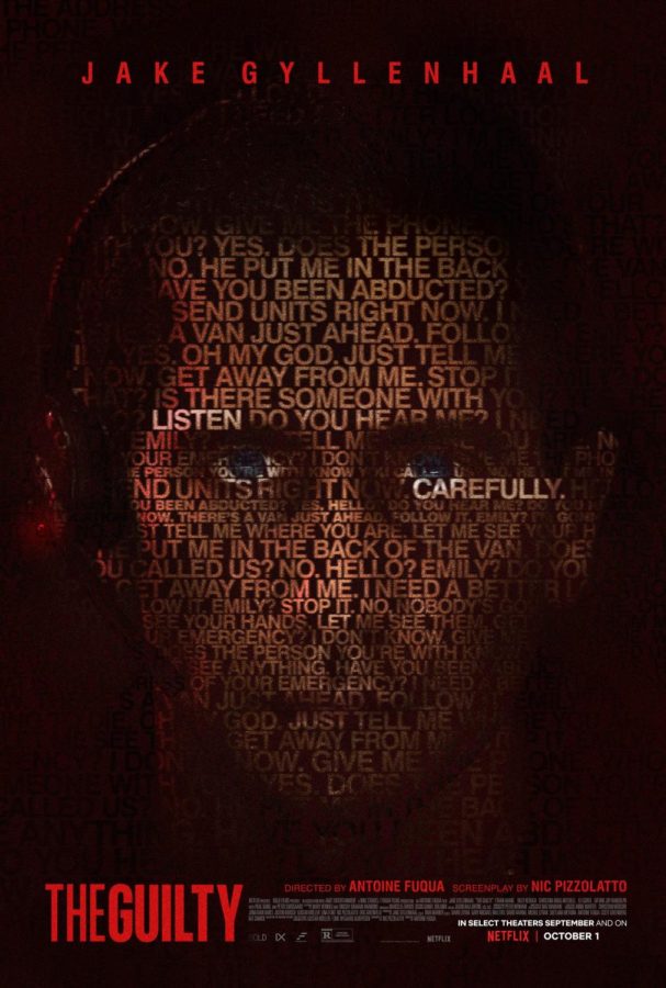 The poster for The Guilty (2021) shows Jake Gyllenhaal made from words of some phone calls he has answered 