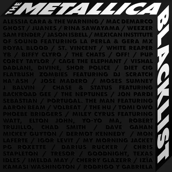 The Metallica Blacklist album cover with all 60+ artists who are featured.