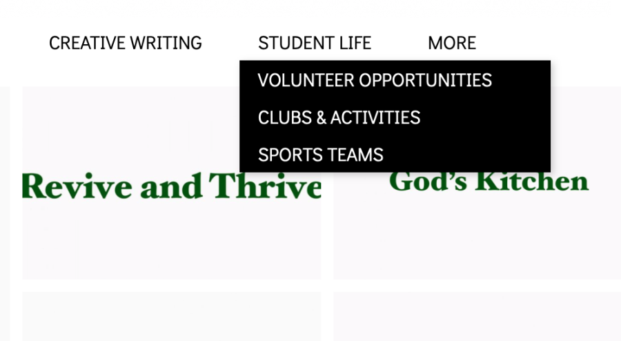 A picture of the menu bar that displays the Student Life Page tab