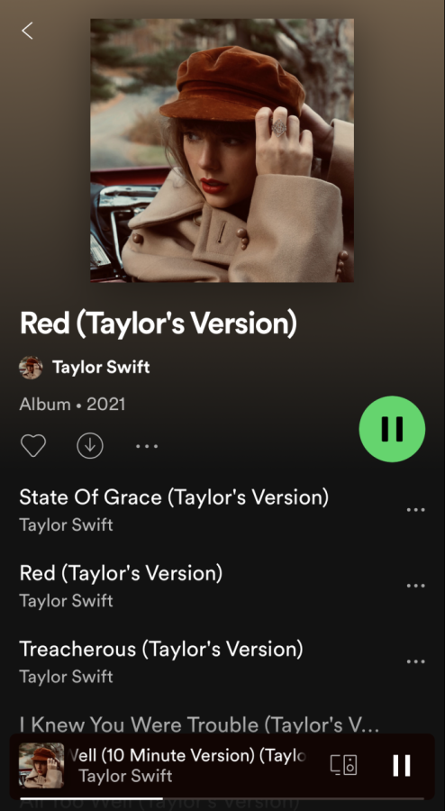 A picture of my Spotify as I was listening to Red (Taylors Version)