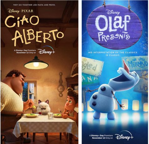 A picture of the posters for both Ciao Alberto and Olaf Presents