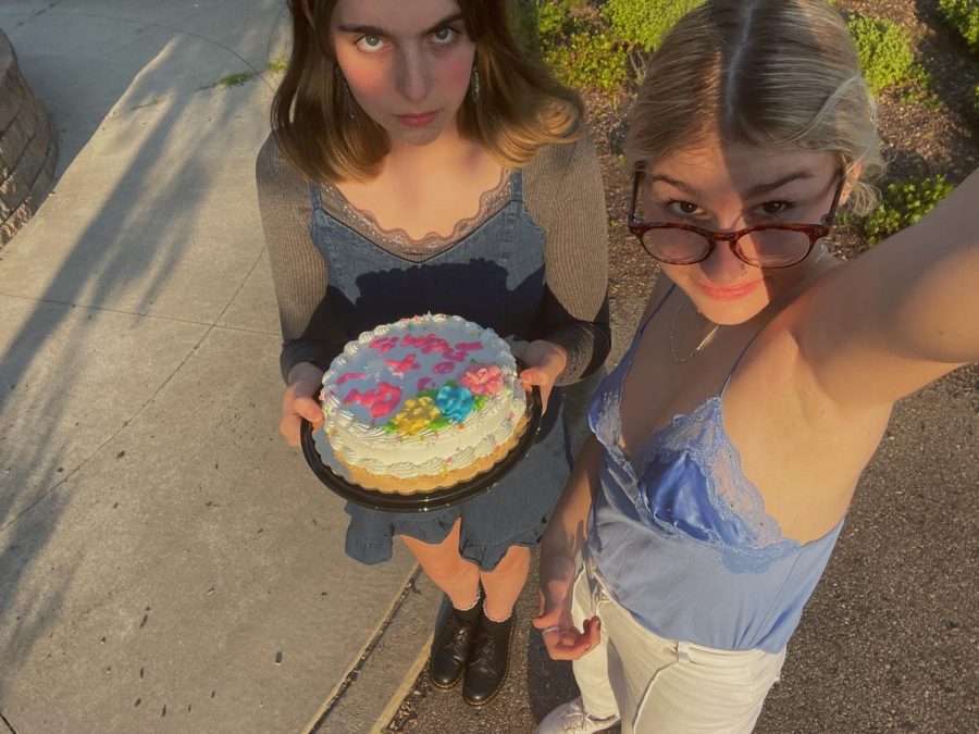 A snapshot from your going away party—aka when we decorated a store-bought cake on a park picnic bench. 