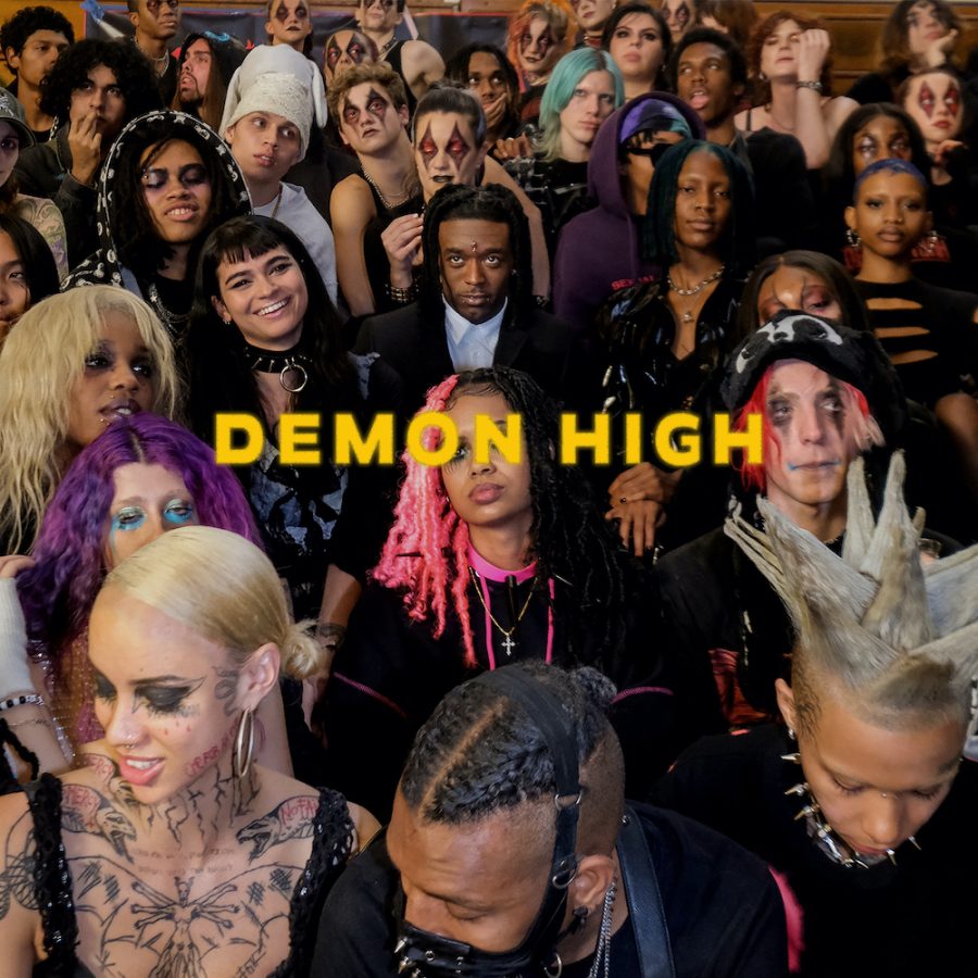 Cover-art for Demon High with Lil Uzi Vert in a crowd surrounded by high schoolers relating to the music video.