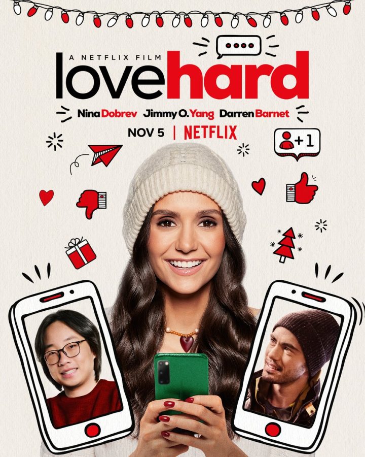 Netflix rom-com entitled Love Hard Movie Poster starring Nina Dobrev