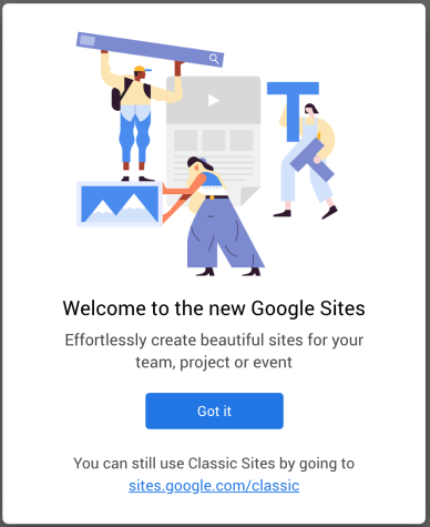 An example of the Corporate Memphis art style from Google Sites