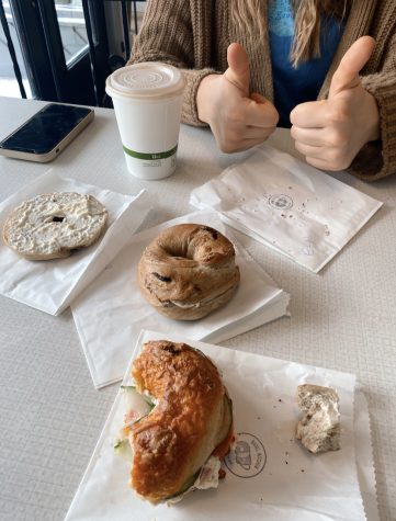 What was left of our bagels and coffee shortly before we left