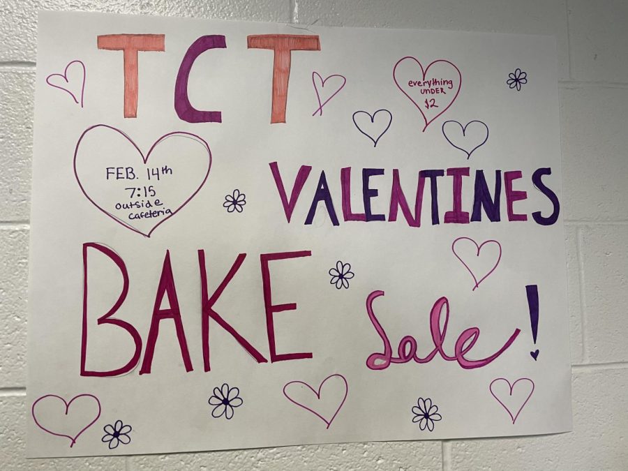 TCTs bake sale being advertised around the school.
