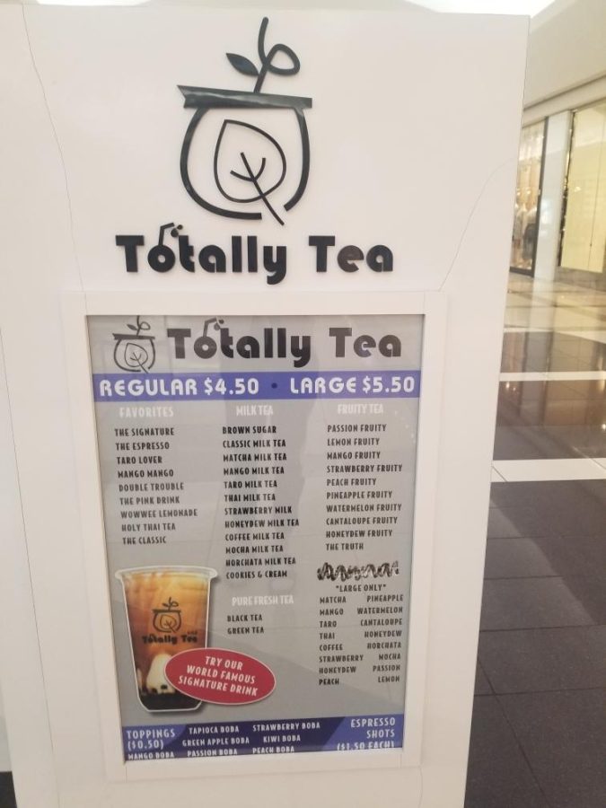 Totally Teas logo and menu