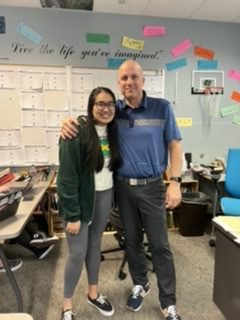 Me in my favorite classroom, room 139, with my favorite teacher, Mr. George. 