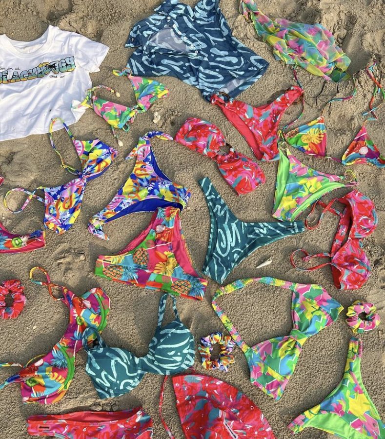 A collage of cute and fun patterned swimwear from Blackbough Swim
