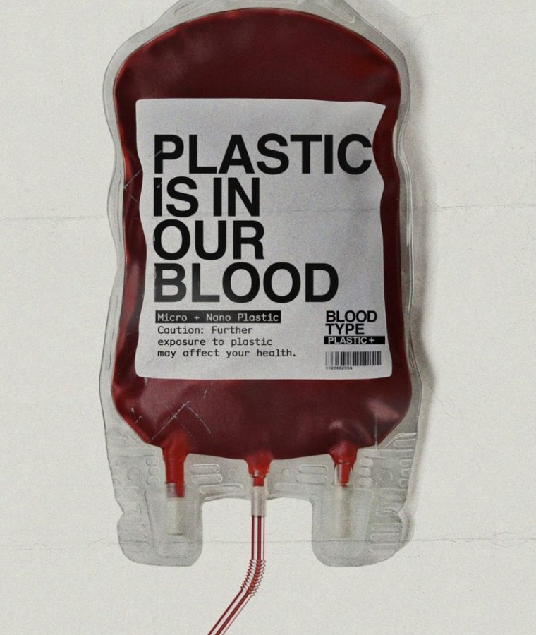 A fake bag of blood with a scary, but true message—plastic can end up in our bloodstreams. 