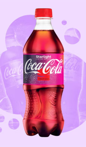 The bright display and fancy label of Coca-Colas new Starlight flavor