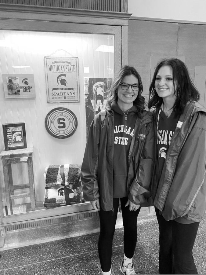 One of my closest friends, Lauren Ergelic (right), and I visiting Michigan State University after commiting.