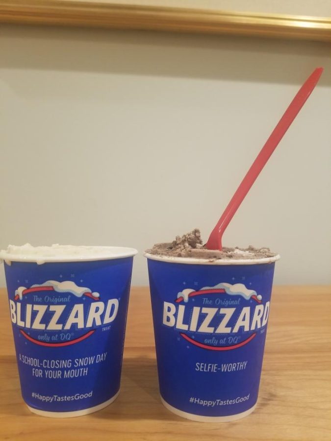 The two blizzards in their signature Dairy Queen cups
