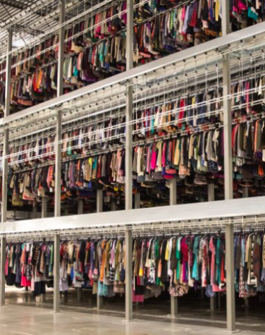 A picture from one of thredUPs warehouses where all their clothes are sent to.