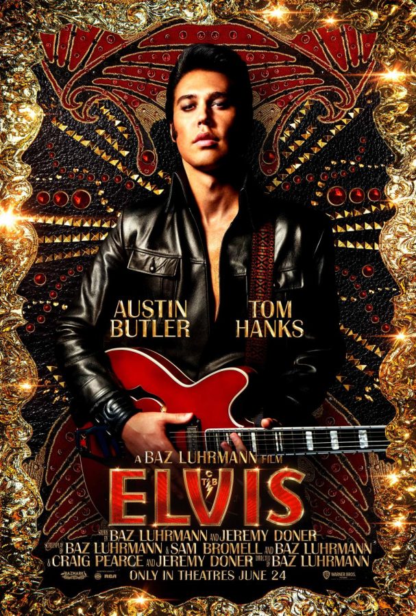 The movie poster for Elvis, starring Austin Butler and Tom Hanks.