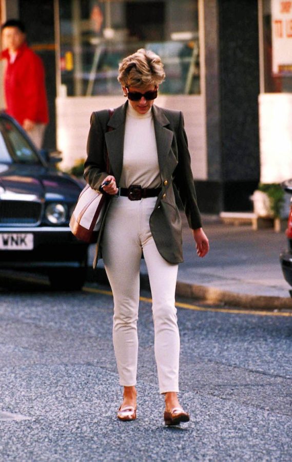 Princess Diana with her sleek streetwear.