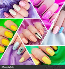 a collage of nail designs and colors