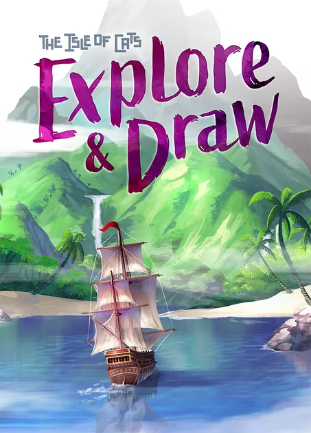The Isle of Cats: Explore and Draw box artwork depicts the ship on the rescue mission.
