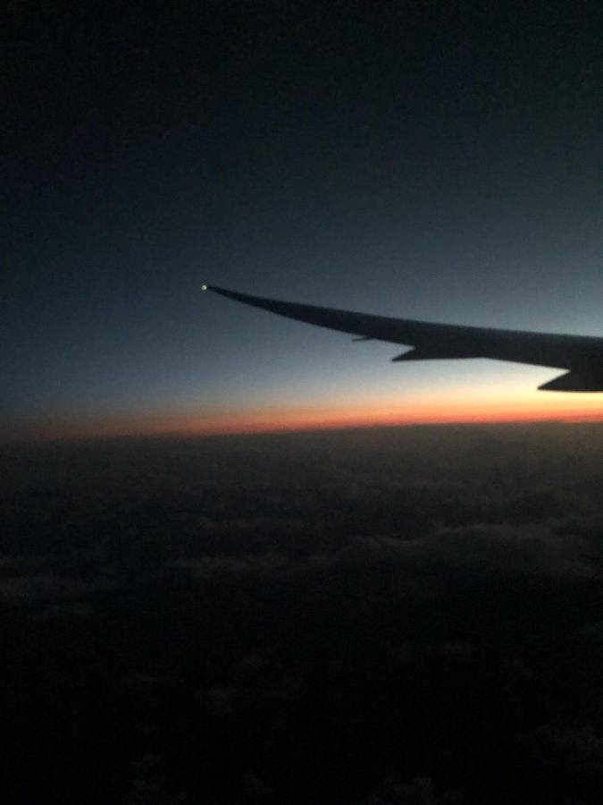 A sunset photo on a plane ride to Amsterdam.