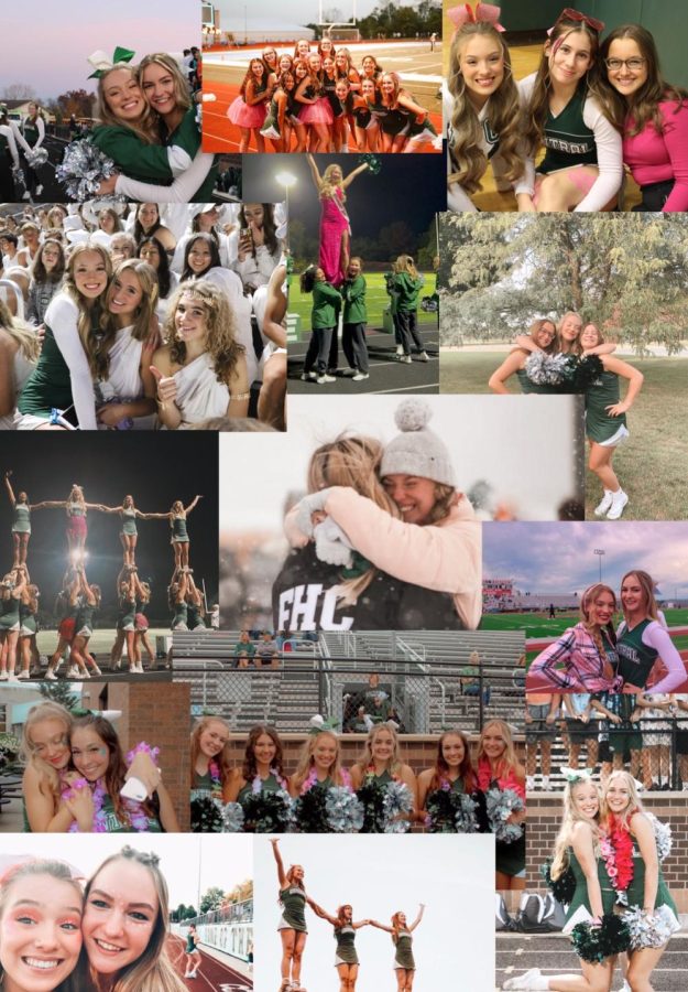 Many picture of Allie cheering from her junior and senior year