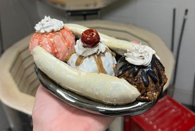 Senior Charlotte Stephan created this banana split for her Whats on your plate? project.