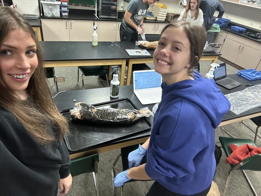 My+dissection+partner+Maggie+Kelderman+and+I+on+day+1