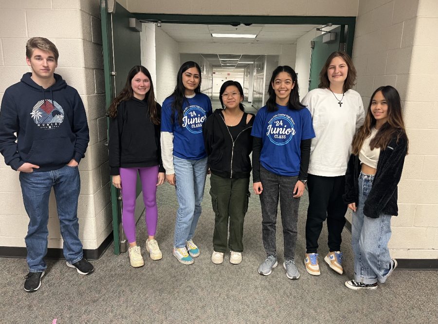 A photo of some of the current members in P.A.C.E. club, including Jiya Patel and Nora Blok.
