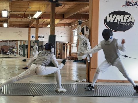 Declan Erhardt during one of his fencing practices