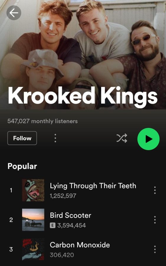 The screen shown after finding the Krooked Kings on Spotify