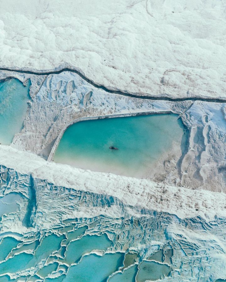 An aerial view of the scenery at Great Salt Lake 