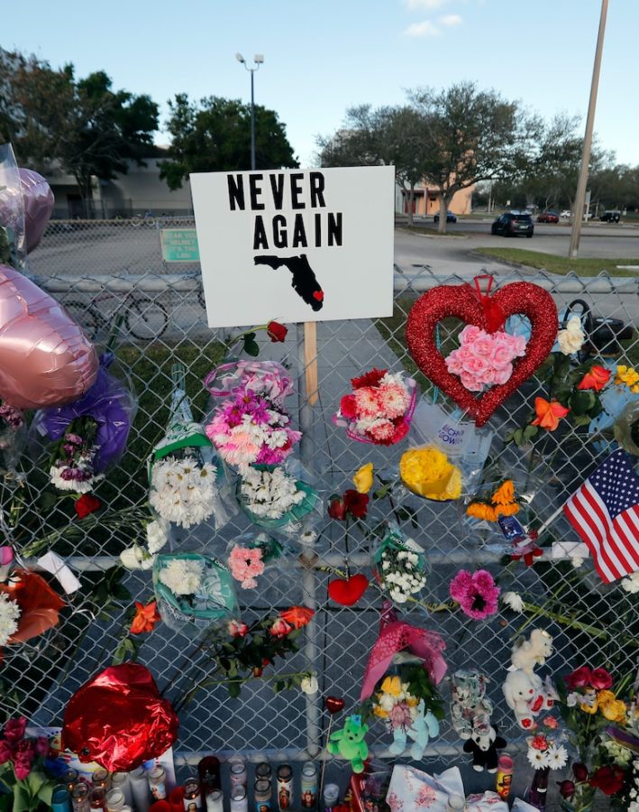 A+picture+taken+of+a+memorial+created+after+a+school+shooting