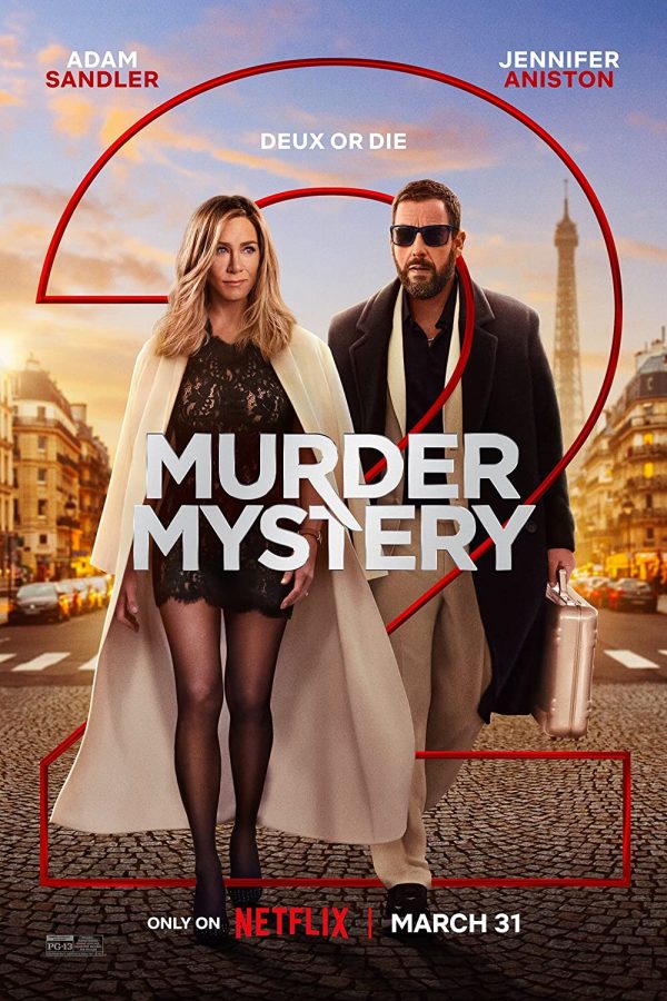Adam+Sandler+and+Jennifer+Aniston+featured+on+the+movie+poster+for+Murder+Mystery+2