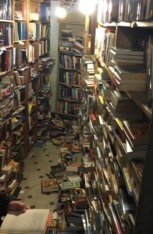 The poetry aisle of a bookstore in Chicago, filled to the bursting point with beautiful words.