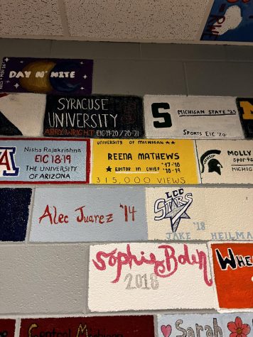 Some of the many senior tiles that have been been painted in room 139. 