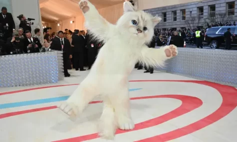 Jared Leto at the 2023 met Gala dressed in a catsuit to commemorate Karl Lagerfelds cat, Choupette.